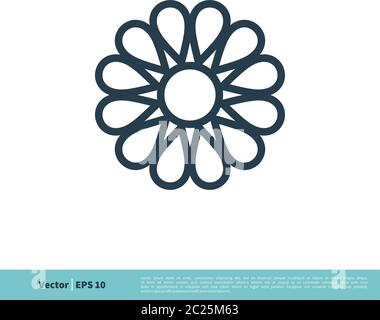 Ornamental Flower Icon Vector Logo Template Illustration Design. Vector EPS 10. Stock Vector