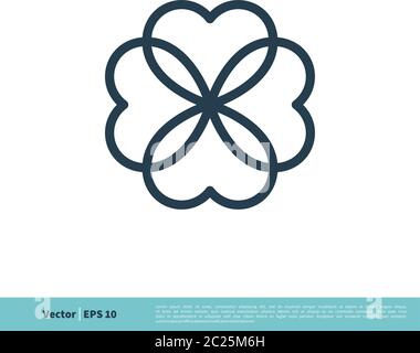 Love Flower Line Art Icon Vector Logo Template Illustration Design. Vector EPS 10. Stock Vector