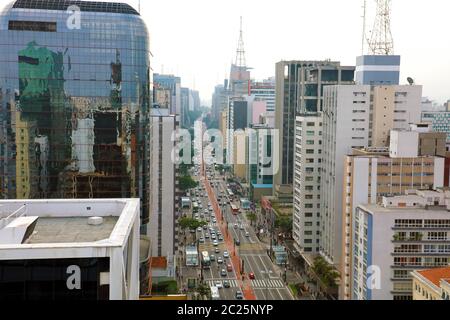 Skyscrapers in Paulista Avenue in Sao Paulo Metropolis, Brazil Stock Photo