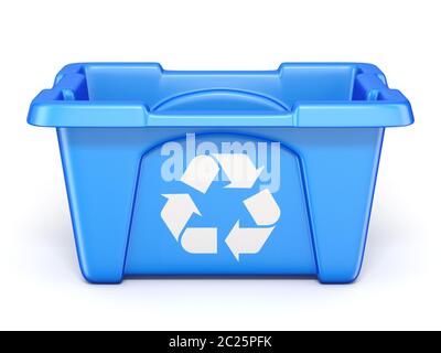 Blue recycle bin 3D Stock Photo