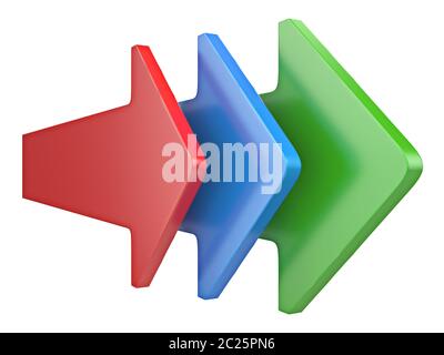 Three arrows showing same directions 3D Stock Photo