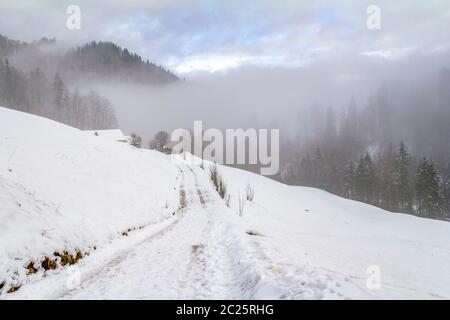 idyllic winter scenery near Ramsau bei Berchtesgaden in the Bavarian Alps Stock Photo