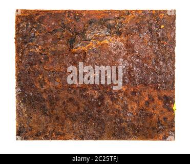 square sheet of iron covered with rust. Stock Photo