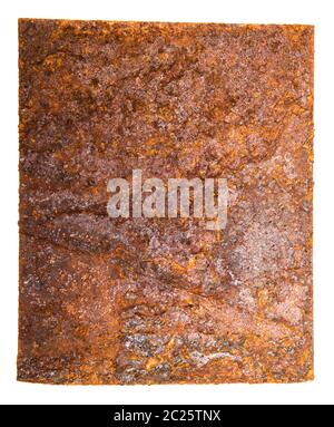 square sheet of iron covered with rust. Stock Photo