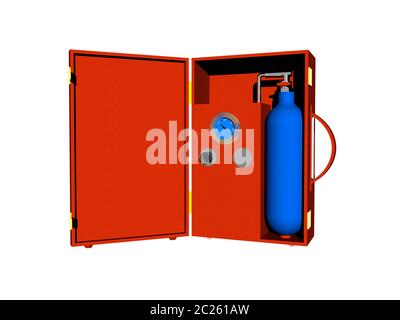 Oxygen cylinder in the doctor's case 3D rendering Stock Photo