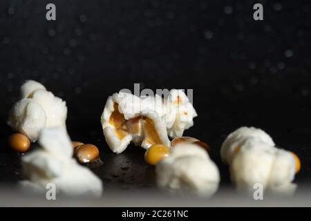 popcorn in a pan detail close up Stock Photo