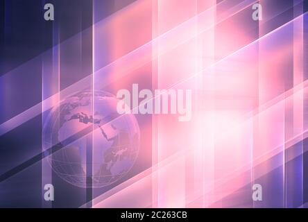 High technology big flat screen with glowing surfaces and earth globe. Stock Photo