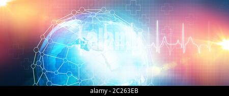 Medical Abstract Background, Suitable for Healthcare and Medical News Topics. Illustration of Networking Health care Concept. Template, Communication, Stock Photo