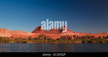 Panoramic view to Boukkou lake group of Ounianga Serir lakes at the Ennedi, Chad Stock Photo