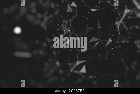 Abstract background. Molecules technology with polygonal shapes, connecting dots and lines. Connection structure. Big data visualization. Stock Photo