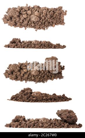 pile of soil for plants isolated on white. Set Stock Photo