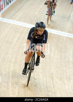 HONG KONG,HONG KONG SAR,CHINA: DECEMBER 1st 2019.  UCI Track cycling World Cup 3rd Leg. Women’s Omnium heat.New Zealand’s Michaela DRUMMOND Alamy Stoc Stock Photo