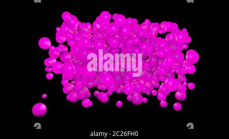 abstract neon background. Pink spheres on a black. Three-dimensional illustration. 3d render Stock Photo