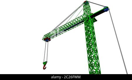 model of a toy crane of green color. 3D rendering Stock Photo