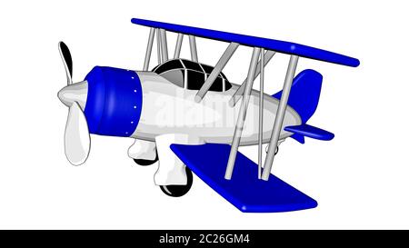 airplane on a white background. sketch biplane. 3D rendering Stock Photo