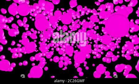 abstract neon background. Pink spheres on a black. Three-dimensional illustration. 3d render Stock Photo