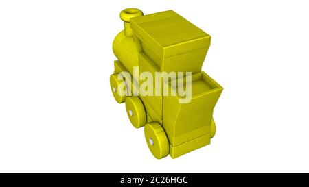 plastic train with wagons on a white. 3D rendering Stock Photo