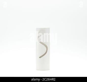 Modern ceramic vase with beautiful patterns isolated on white background Stock Photo