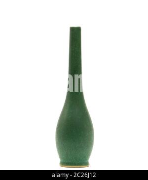 Modern pottery vase with beautiful patterns isolated on white background Stock Photo