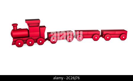 plastic train with wagons. children's toy. illustration on white background. 3D rendering Stock Photo