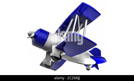 airplane on a white background. plastic biplane. 3D rendering Stock Photo