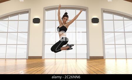 Performing Arts with Woman Dancing in Class Stock Photo