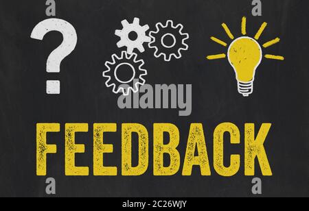 Question Mark, Gears, Light Bulb Concept - Feedback Stock Photo