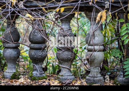 Balusters made of stone on the old historic staircase Stock Photo