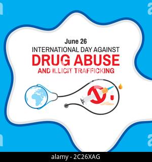 Vector Illustration of International Day against DRUG ABUSE and illicit trafficking poster and banner design Stock Vector
