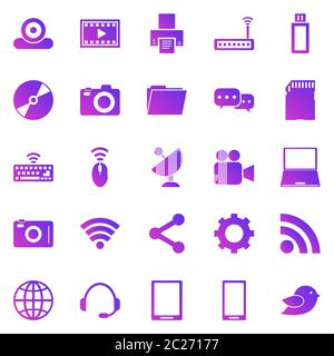 Hi-tech gradient icons on white background, stock vector Stock Vector