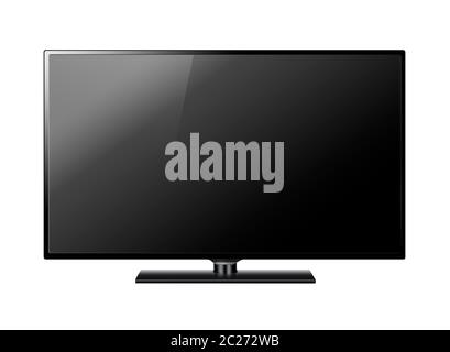 Wide Screen Black Television Isolated on White Background, Clipping Path Included. 3d Illustration Stock Photo