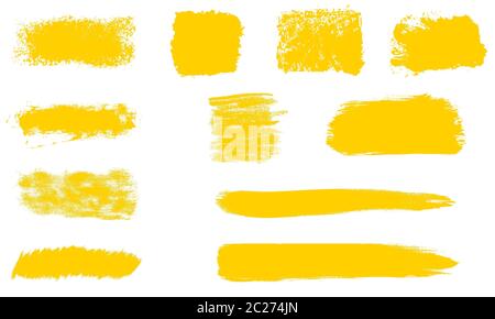 Set of 11 hand painted orange brush texture - Stripes and Banners Stock Photo
