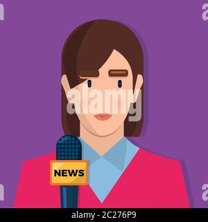 woman news anchor isolated vector illustration in flat style Stock Vector