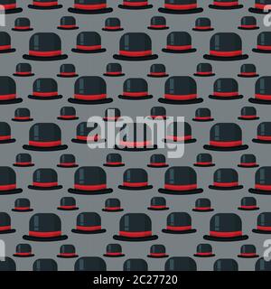bowler hat seamless pattern vector illustration background Stock Vector