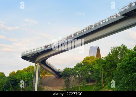 Kiev new Pedestrian-Bicycle Bridge Stock Photo