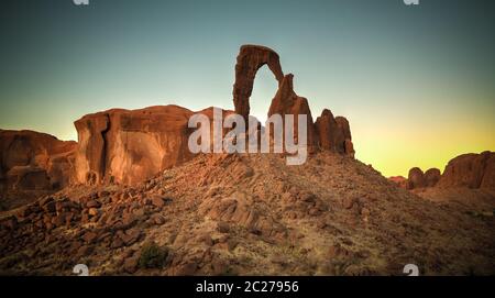 Abstract Rock formation at plateau Ennedi aka window arch in Chad Stock Photo