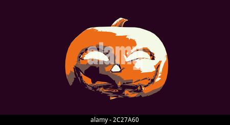 Fun Halloween Background with Spooky Smiling Pumpkins Stock Photo