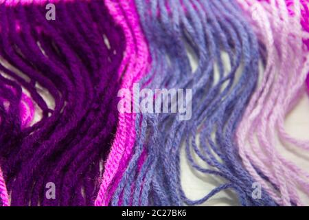 textured background of colorful woolen threads Stock Photo