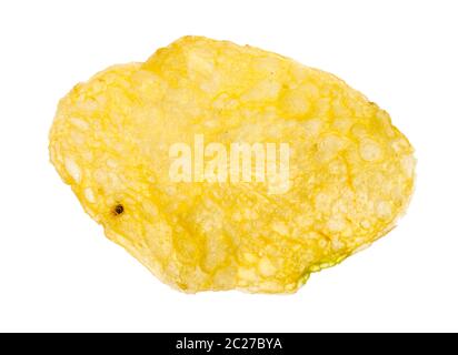 single potato chip isolated on white background Stock Photo