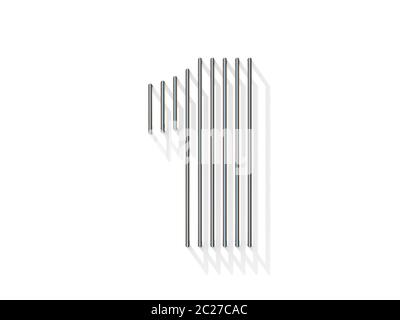 Silver, steel wire font. Number ONE 1 Stock Photo