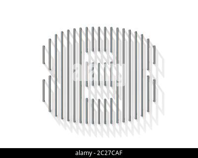 Silver, steel wire font. Number EIGHT 8 Stock Photo