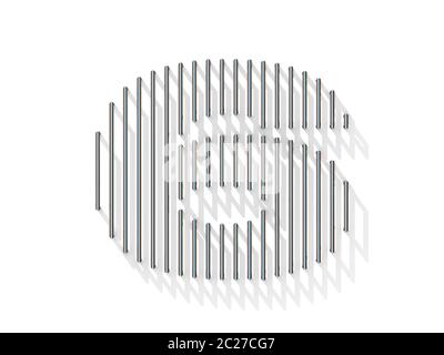 Silver, steel wire font. Number SIX 6 Stock Photo