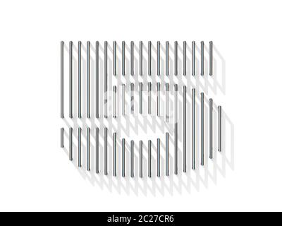 Silver, steel wire font. Number FIVE 5 Stock Photo