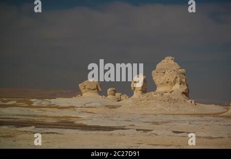 Abstract nature sculptures in White desert at Sahara, Egypt Stock Photo