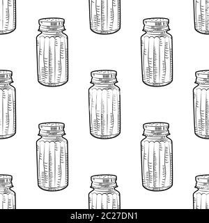 Salt shaker seamless pattern on white background. ooking ingredient, food seasoning backdrop. Vector illustration Stock Vector