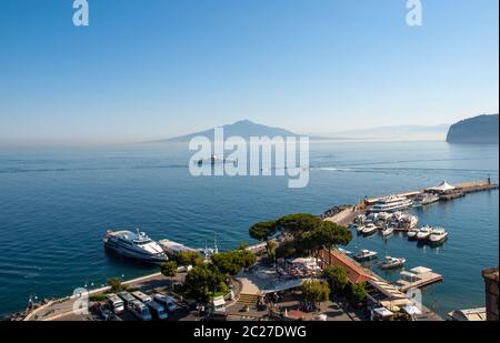 Sorrento, Italy - June 13, 2017: View over Marina and Bay of Naples, Sorrento, Neapolitan Riviera, Italy Stock Photo