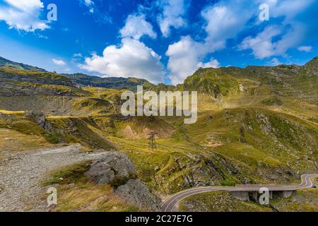 Spectacular road in the mountains, drive on Tranfagarasan road, Romania Stock Photo
