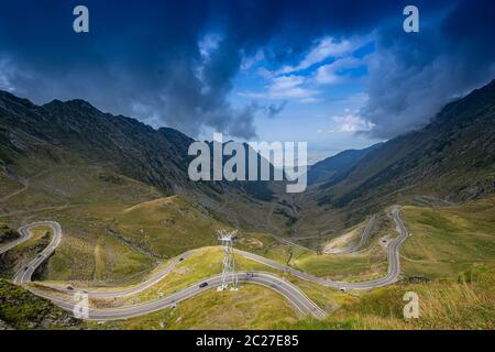 Transfagarasan winding road in mountains of Romania Stock Photo