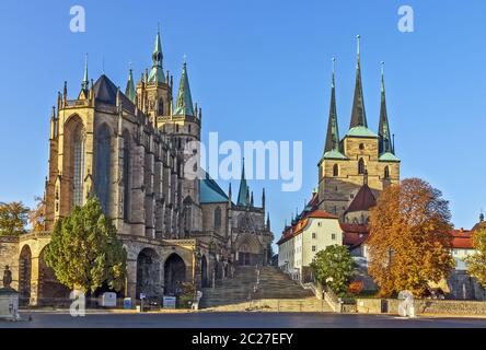Erfurt Cathedral and Severikirche,Germany Stock Photo