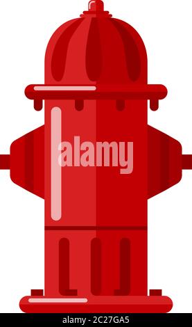 Red fire hydrant isolated in flat style. Protection symbol. Vector illustration Stock Vector
